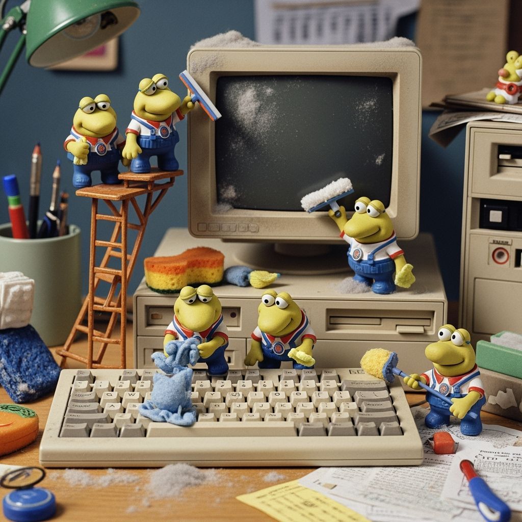 Fraggles Clean a Computer: Whimsical and Playful