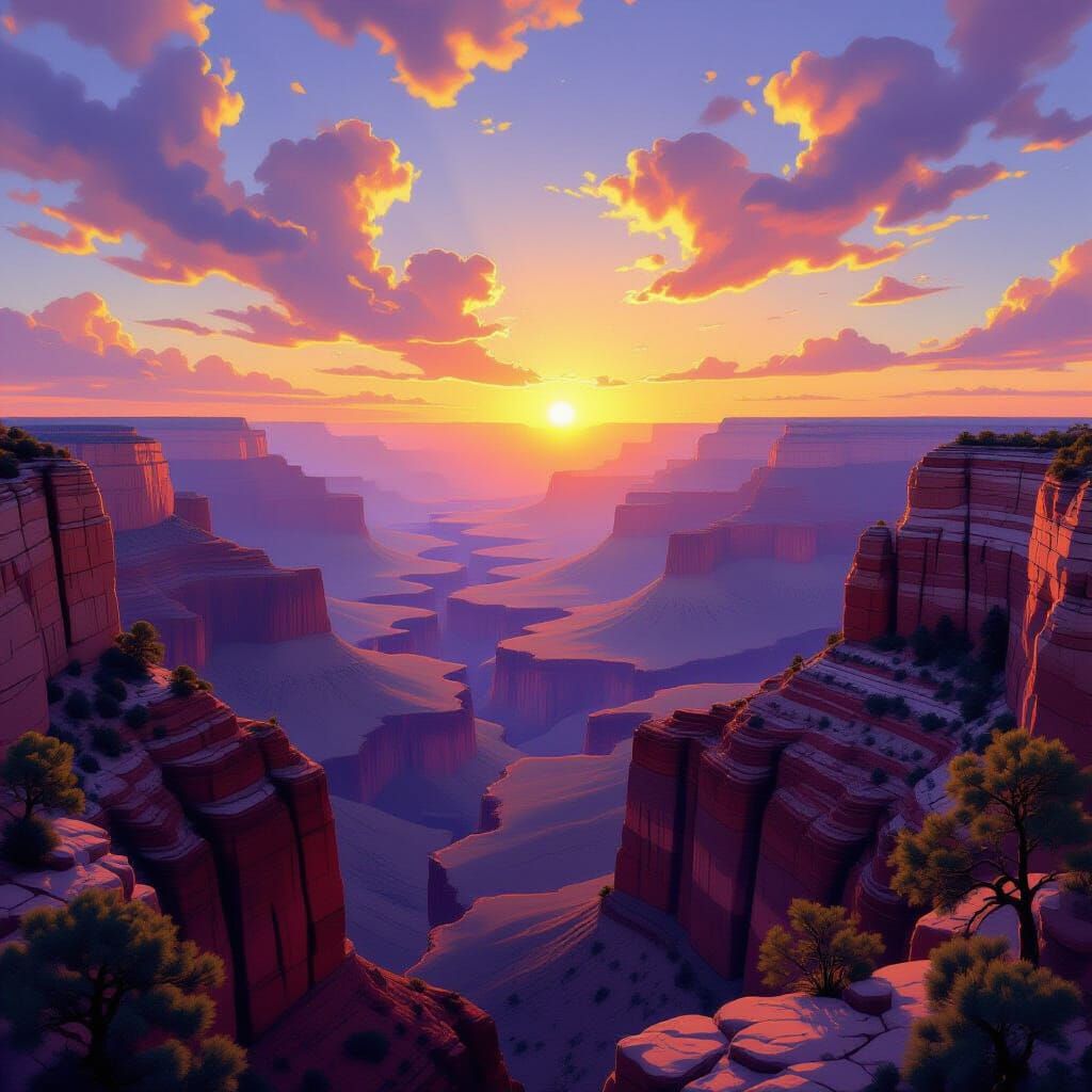 Grand Canyon Sunrise in Bierstadt Style