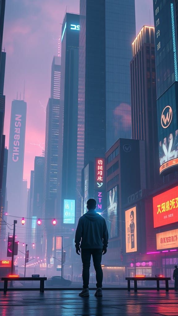 Futuristic Metropolis in Neon Dreamscape