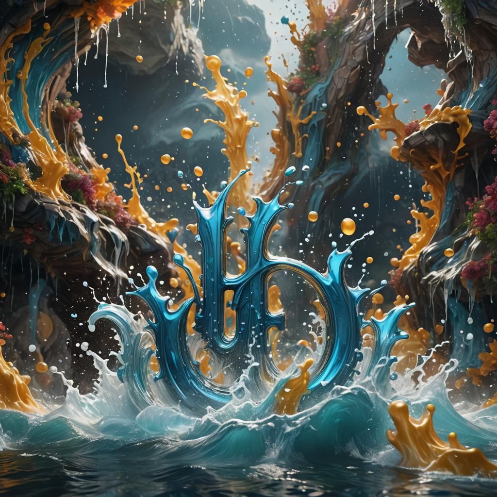 Water Onomatopoeia Creates Splash: Detailed Matte Painting