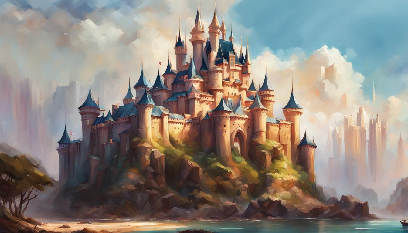 Fantasy Castle in Disney Style Digital Art