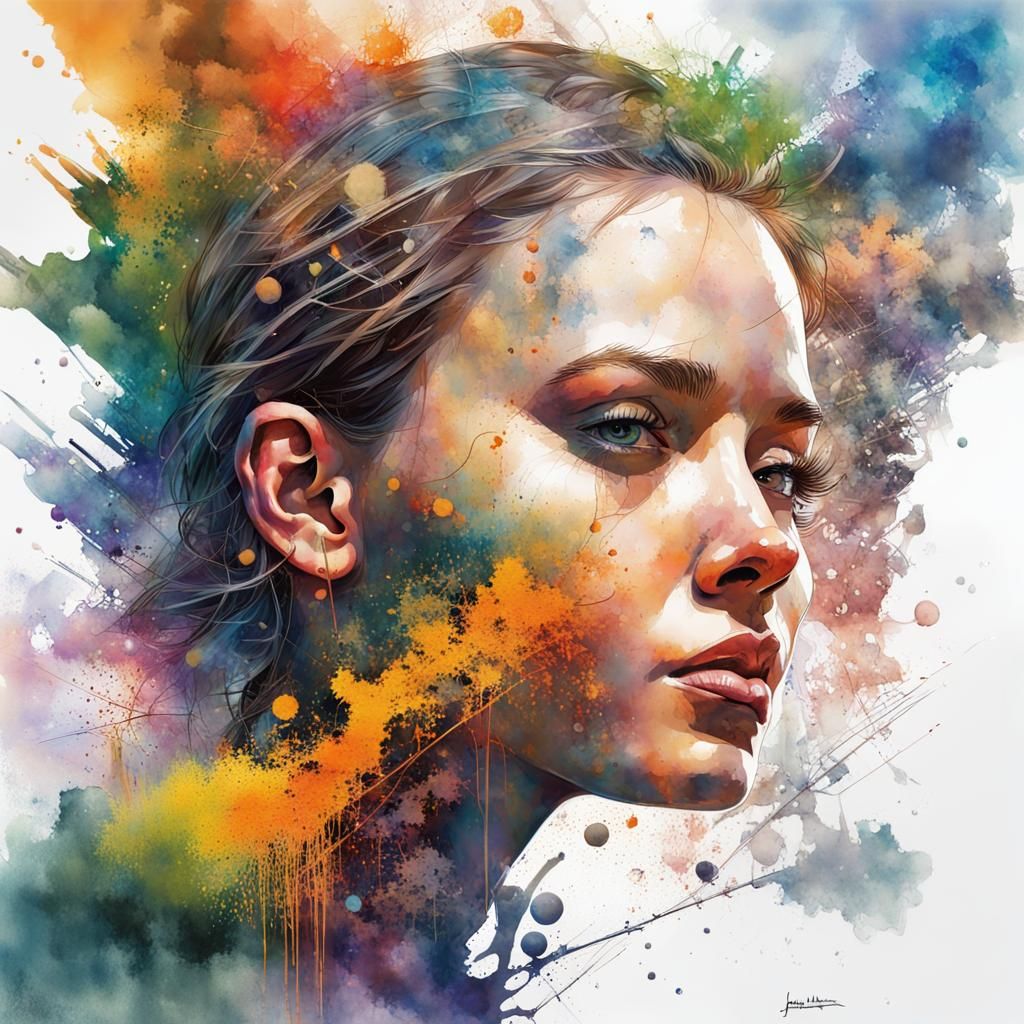 Double exposure,merging of nature and a portrait of a woman face