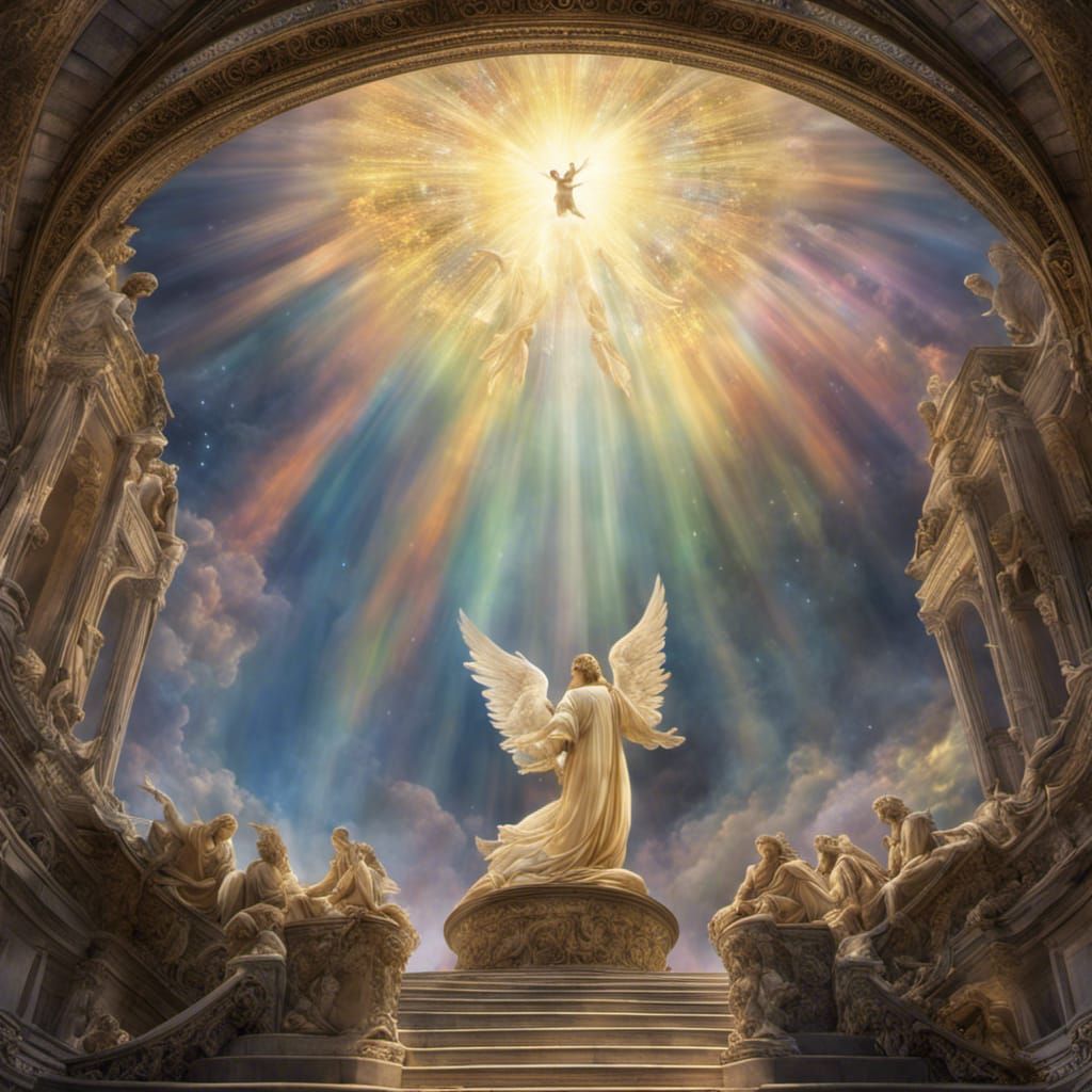 Angels Ascending into Heaven Under Glass Dome