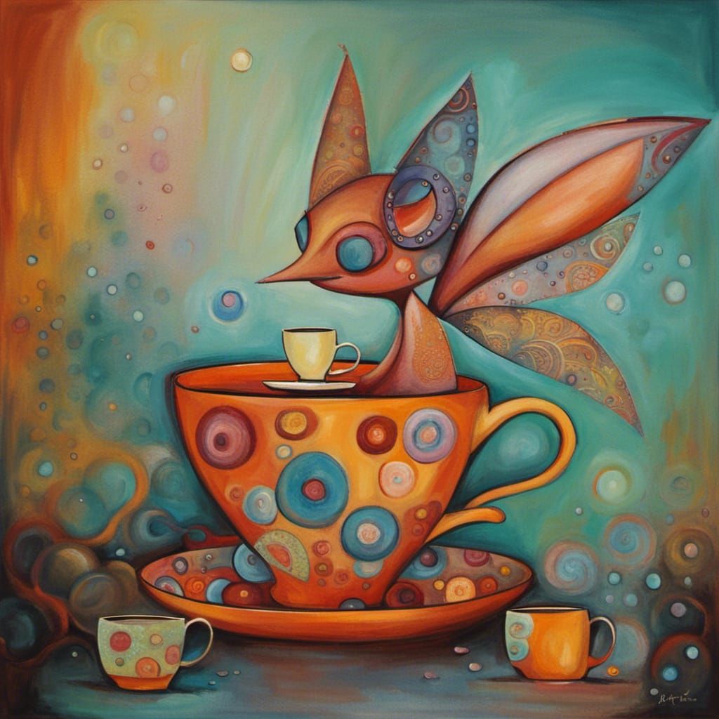 Abstract Playground with Teacup Pixie in Complementary Color...