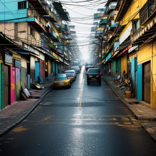 Favela Cityscape in Vibrant Brazilian Culture
