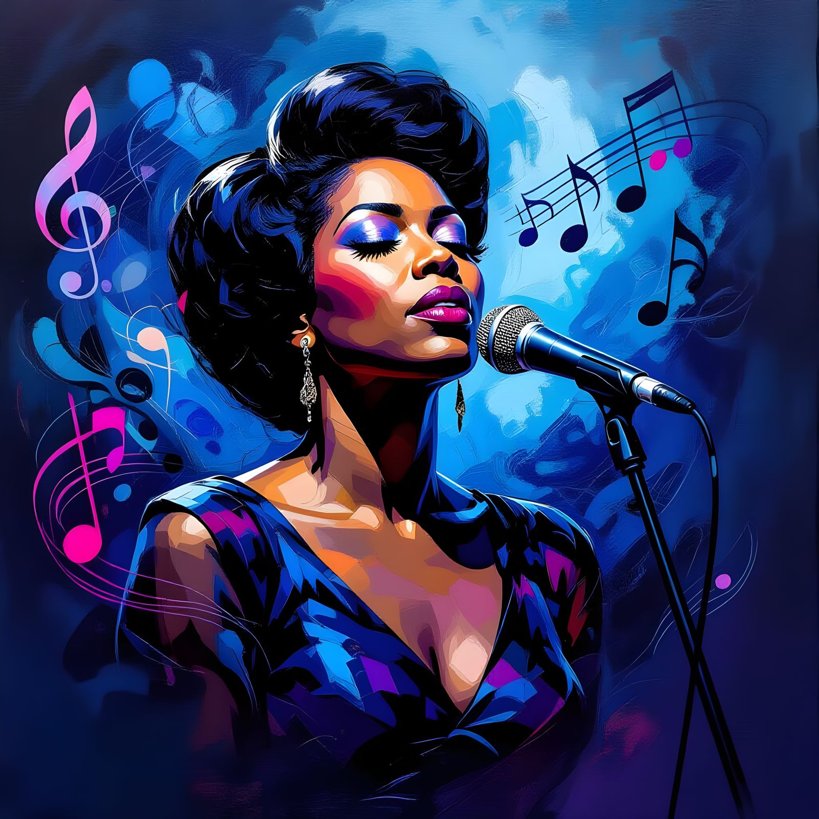 Nina Simone in Concert: Swirling Music and Abstract Art