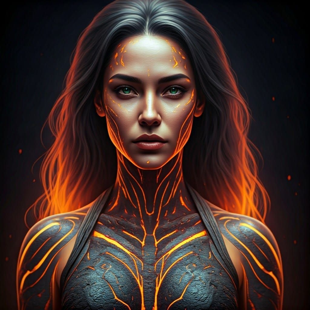 Lava Woman: Detailed Fantasy Concept Art