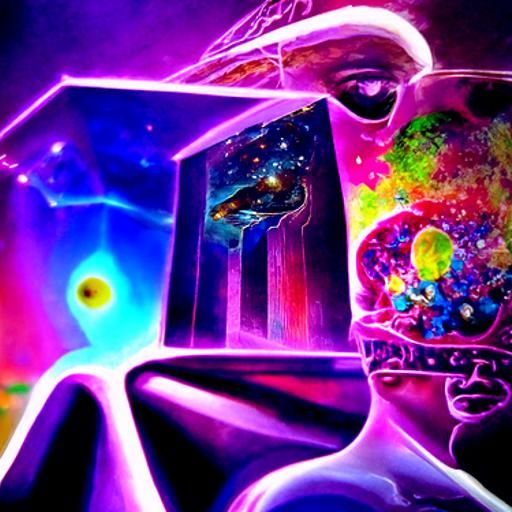 Cosmic Architects: Holographic Astral Illustration
