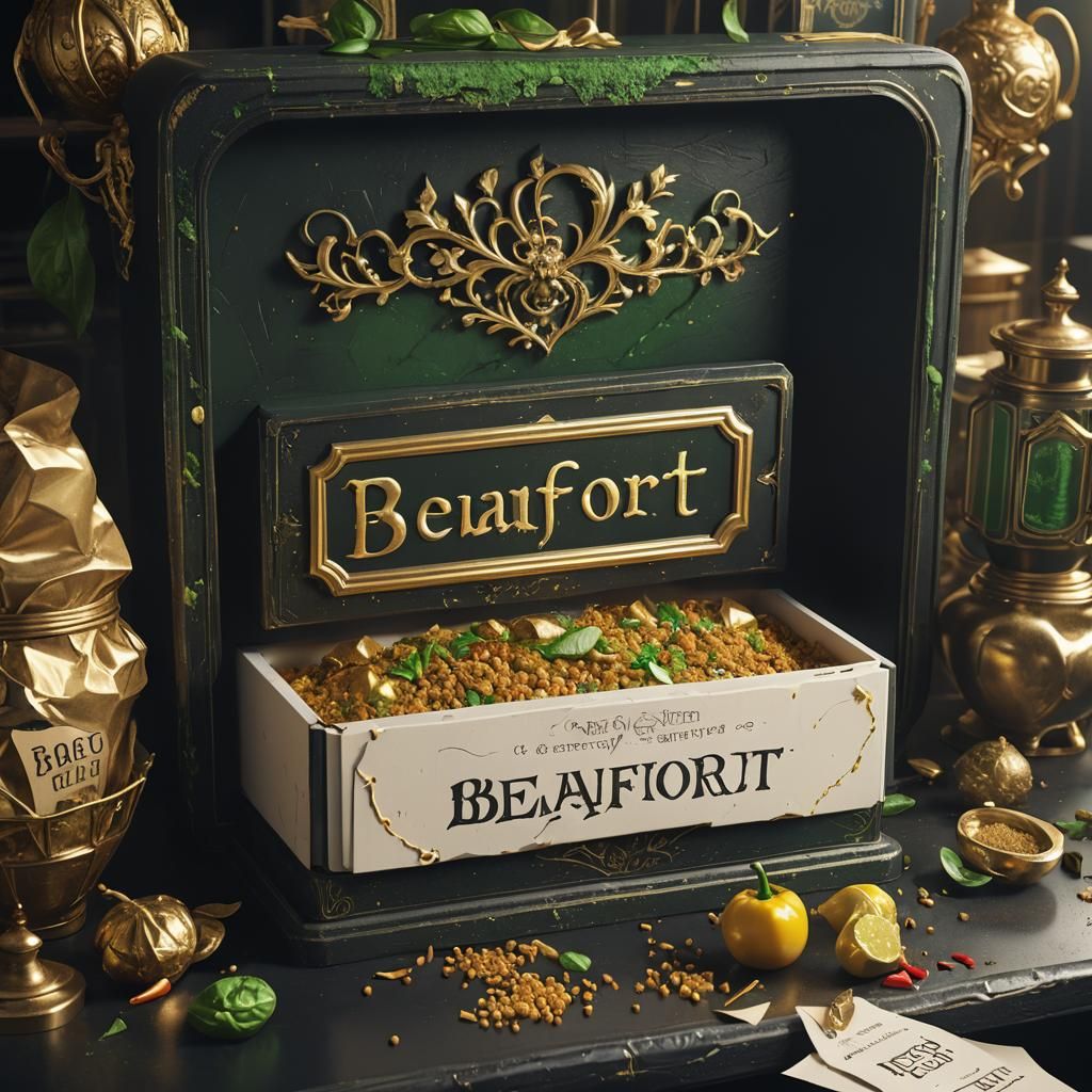 Green Spice Overflowing from Black Box, Matte Painting