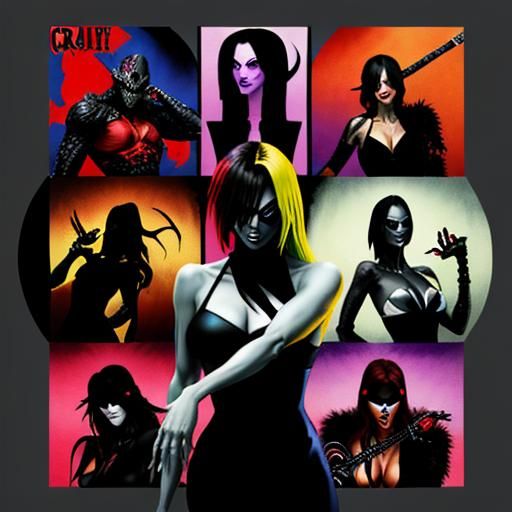 "crazy" woman theme with the iconic Scorpions album covers, specifically referencing the controversial "Virgin Killer" c...
