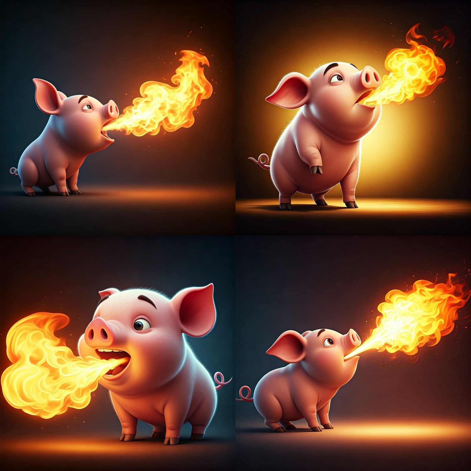 Magical Baby Pig Ignites the Sky in Vibrant 3D Concept Art
