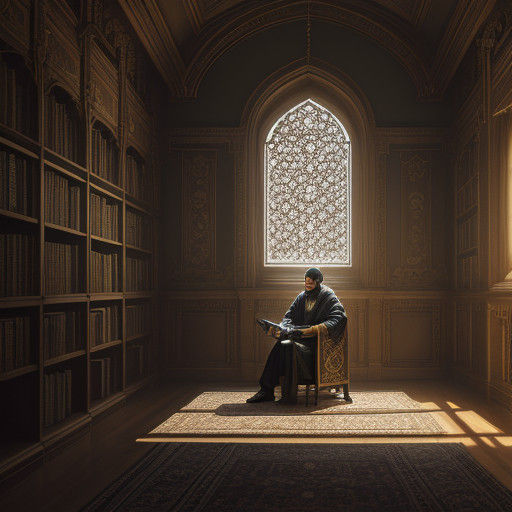 Fantasy Scholar in Ancient Damascus Library