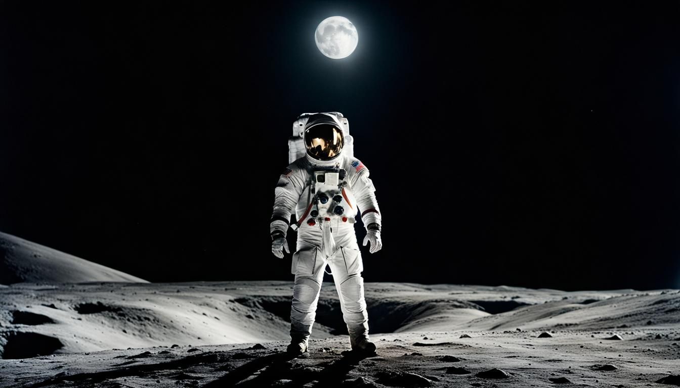 Astronaut Portrait on Dimly Lit Moon