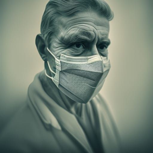 Doctor Portrait with Covid Mask in Fine Art Style