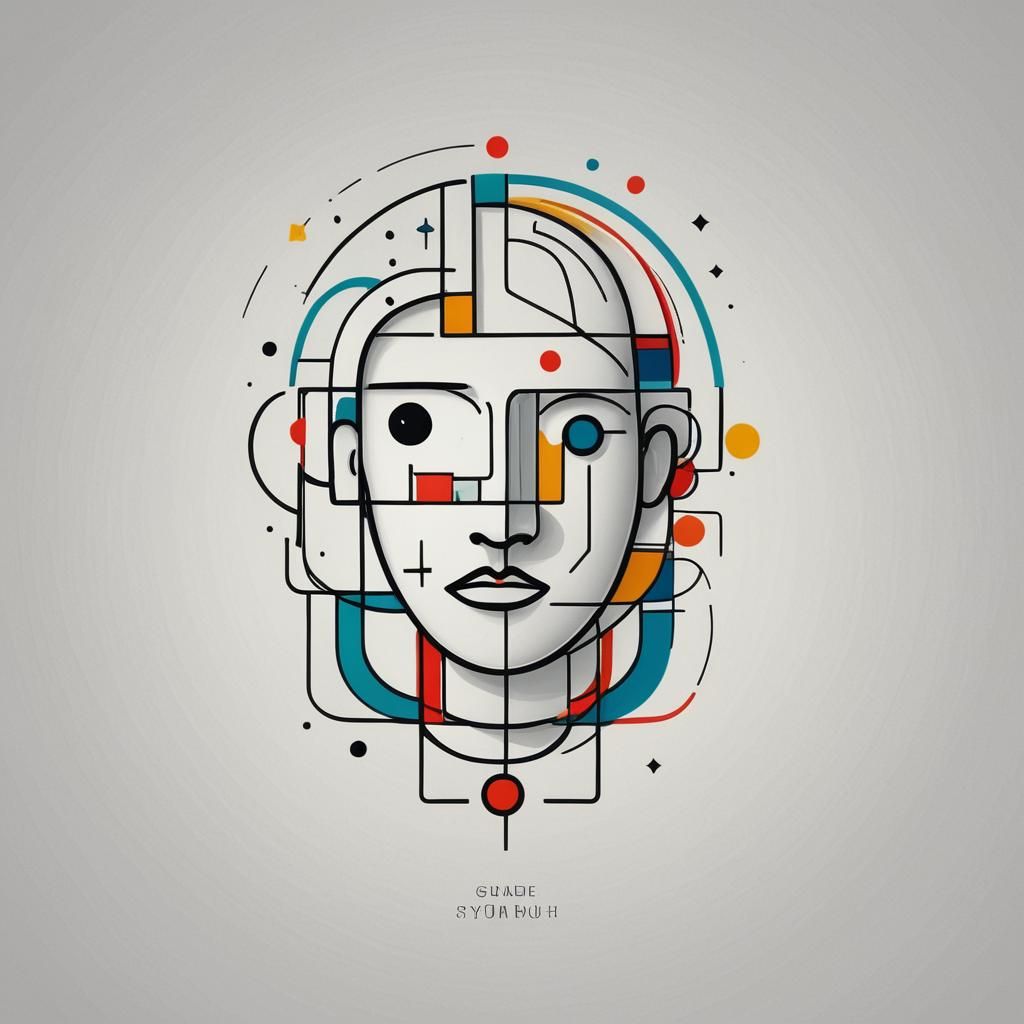 Doodle Person Logo in Bauhaus Style