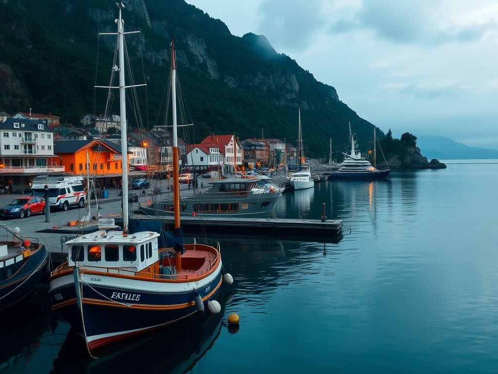 Serenic Coastal Harbour Scene