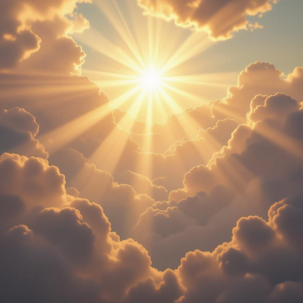 Ethereal Heavenly Light Illuminating Clouds