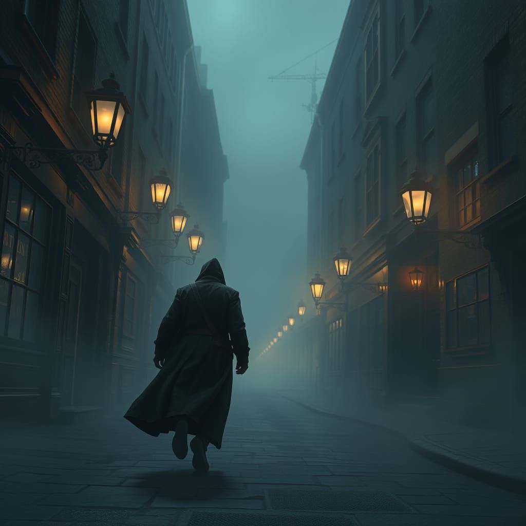 Eerie Escape in Whitechapel Fog: Matte Painting