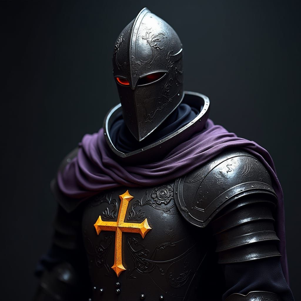 Templar Knight in Gleaming Armor, Hyperrealistic Dark Fantas...
