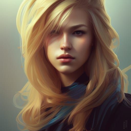 Blonde Beauty: Hyperdetailed Portrait in Triadic Colors