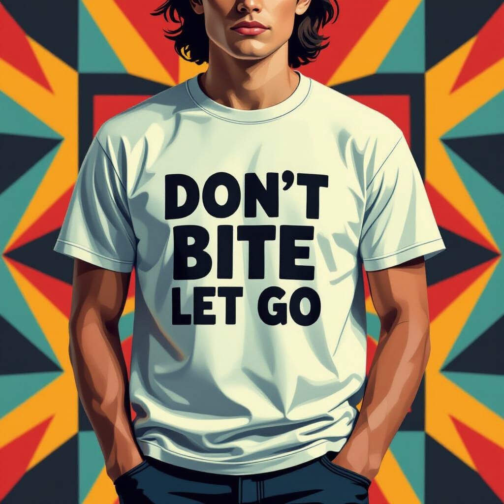 T-Shirt With Slogan in Cubist Style Lighting