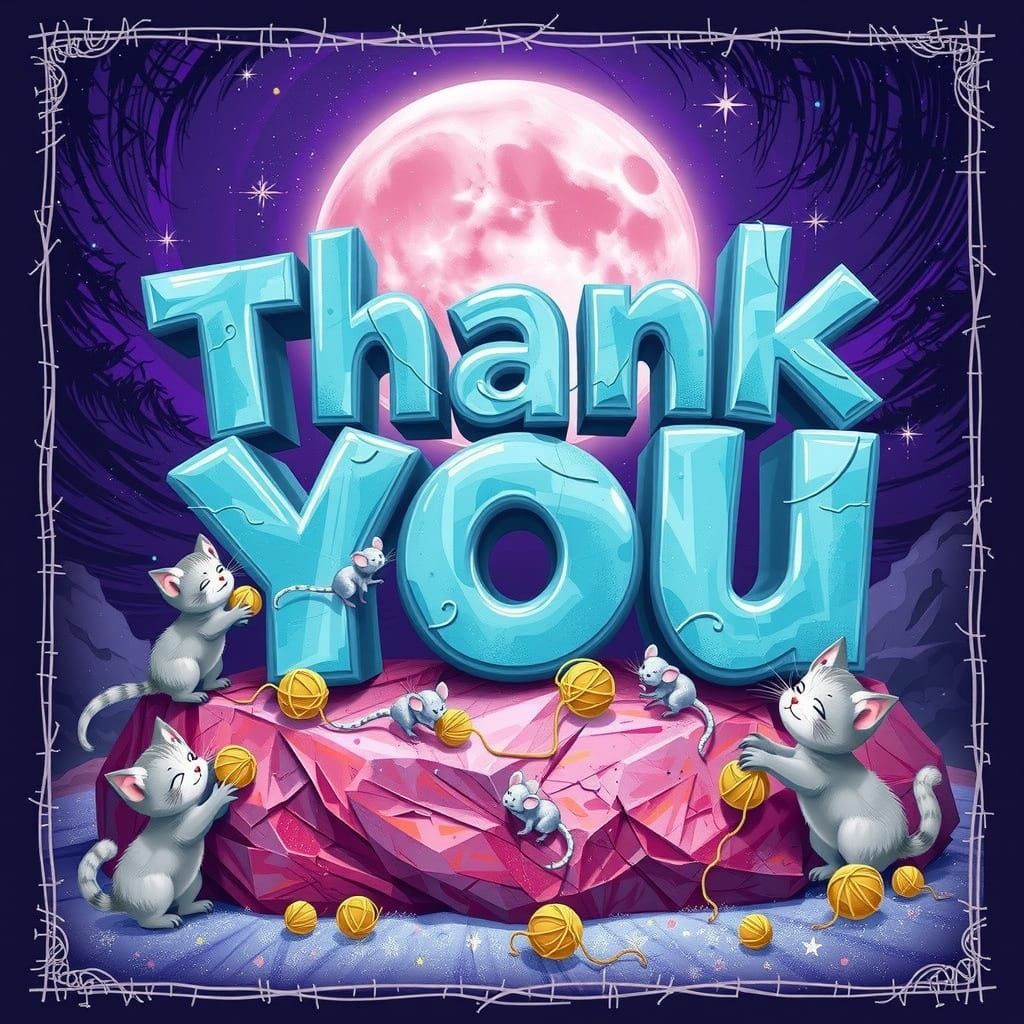 Whimsical Marble 'Thank You' in Turquoise Cartoon Font with ...