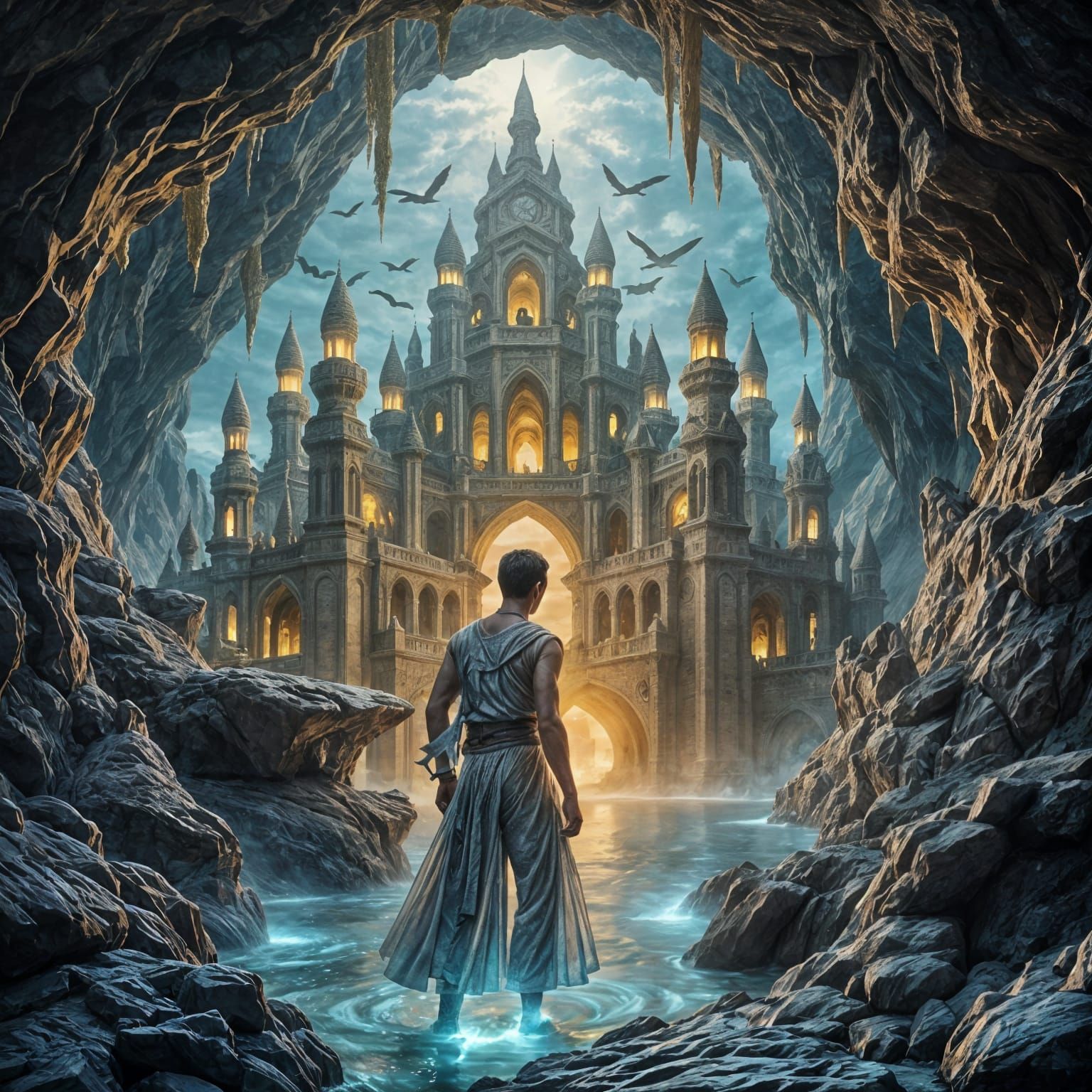 En el fondo de la caverna había un imponente castillo que de...