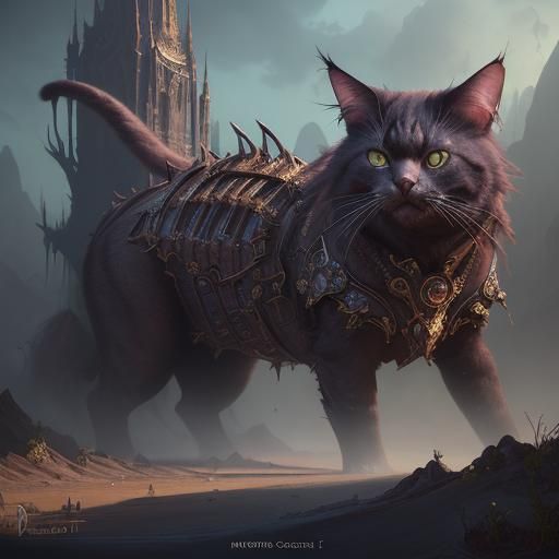 Fantastical Tom Cat in Detailed Matte Painting