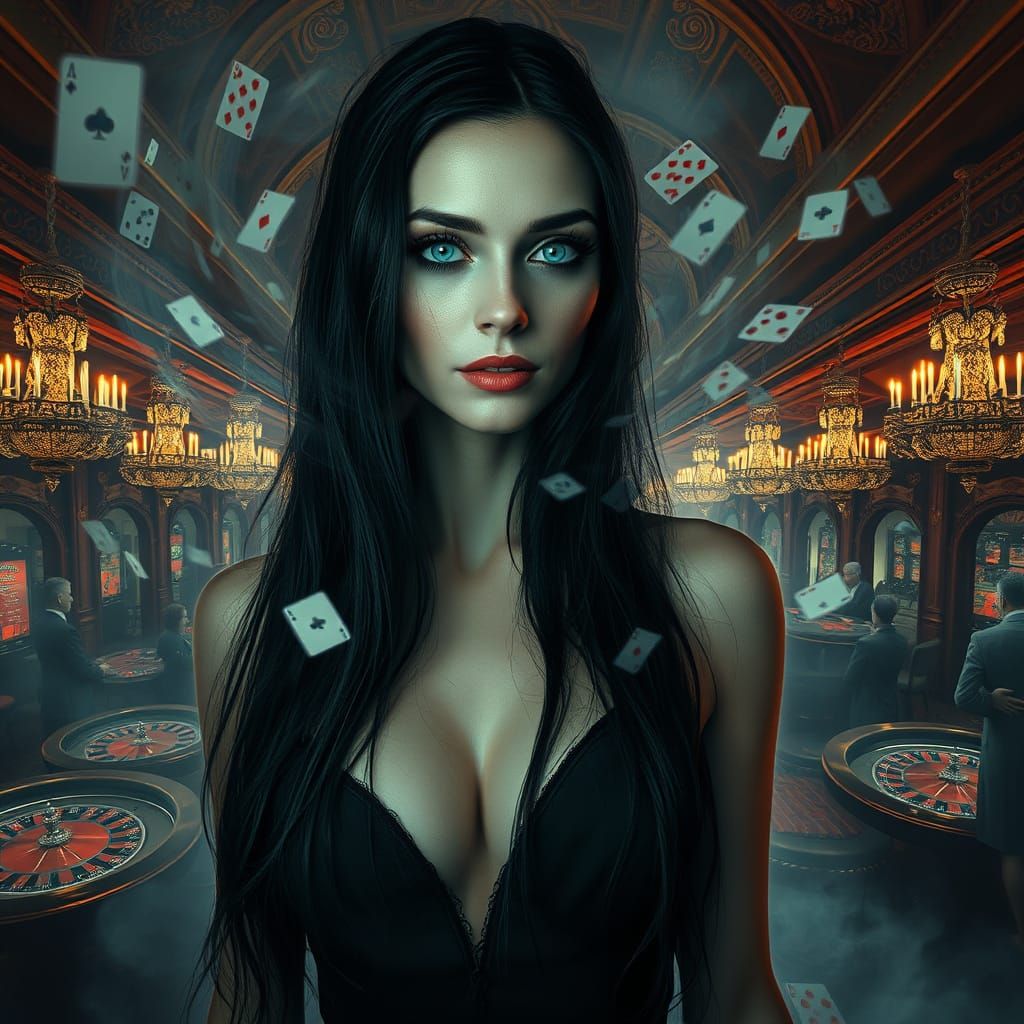 Mysterious Casino Siren in a Haunted Vintage Casino