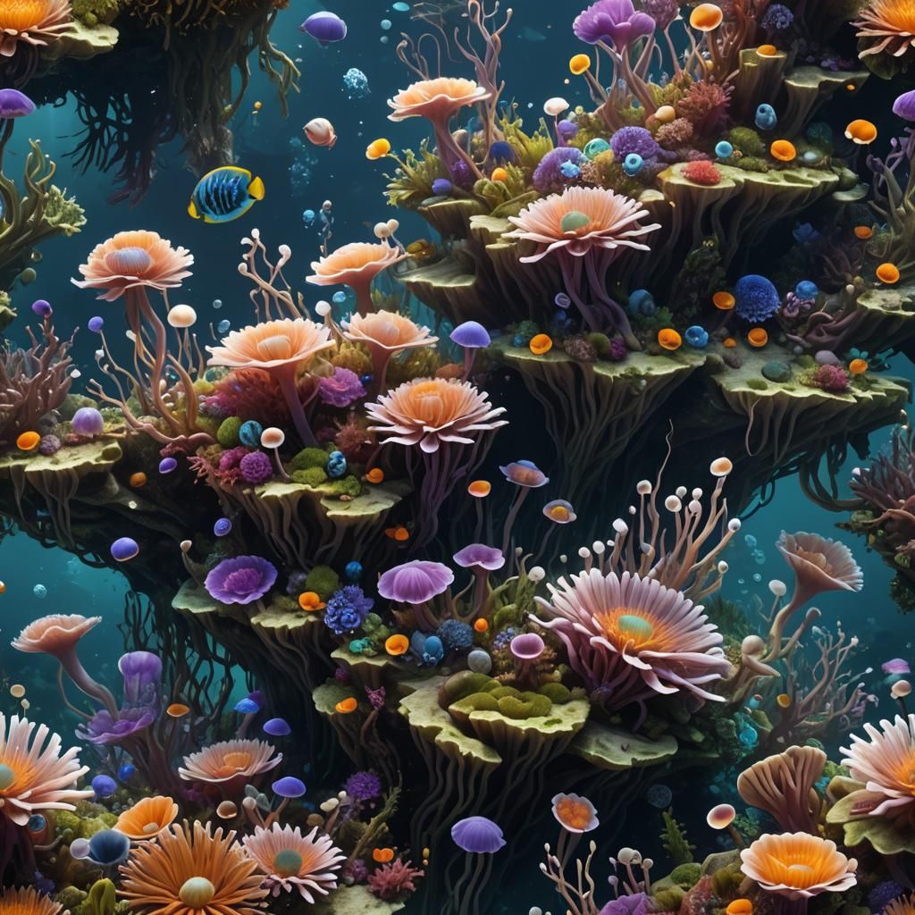 Underwater Anemone Wonder in Detailed Matte Painting