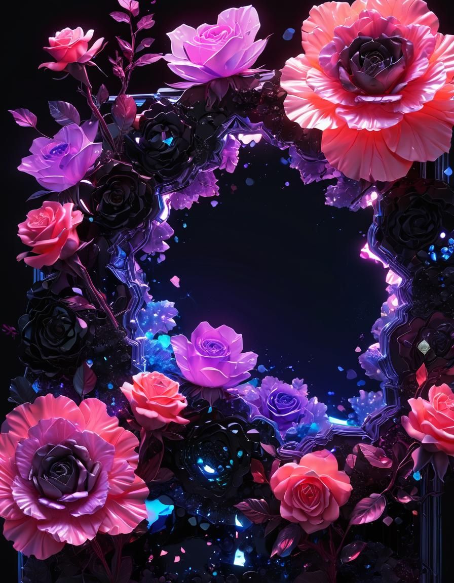 Holographic Crystal Geode with Neon UV Lighting