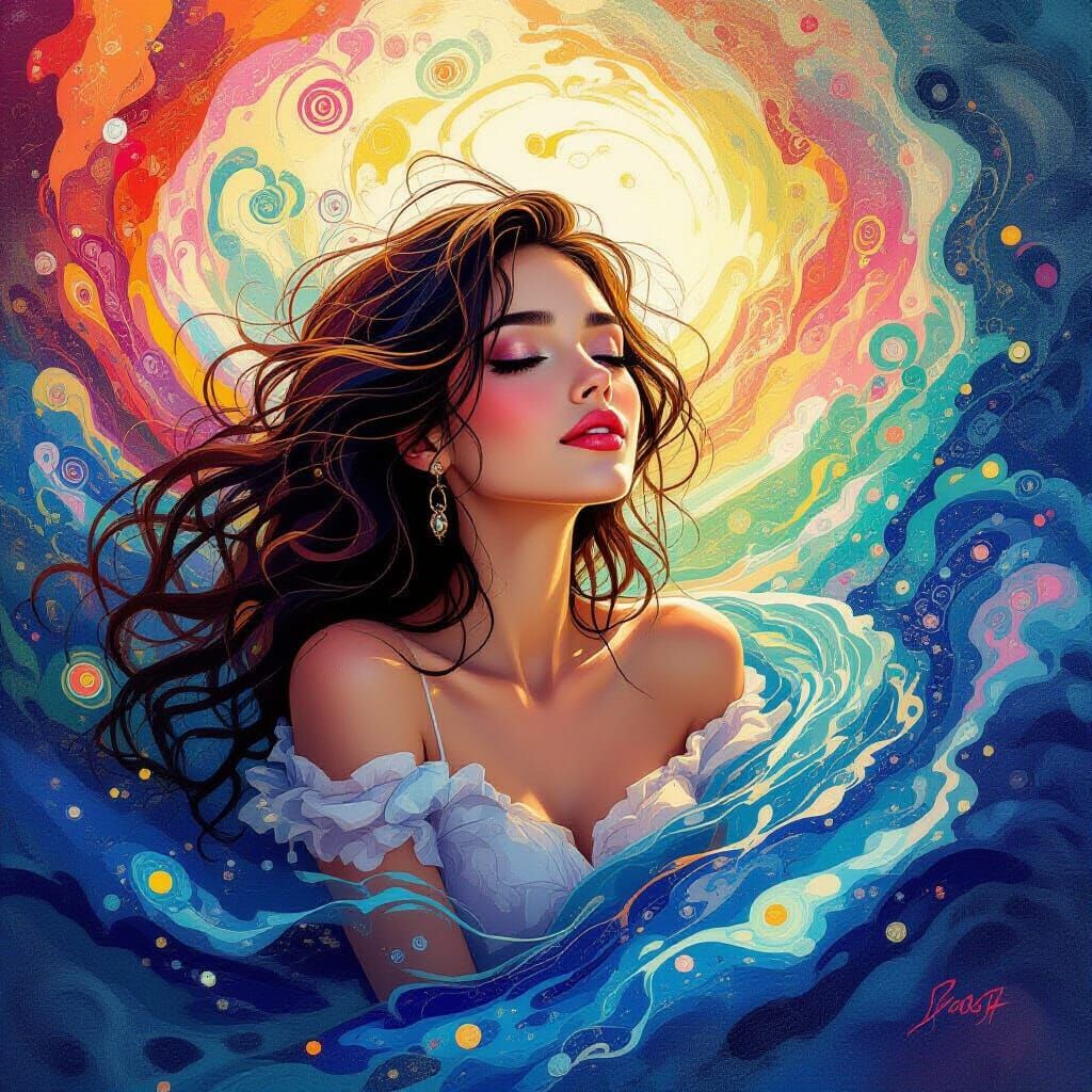 Whimsical Woman Lost in Limerence: Digital Painting