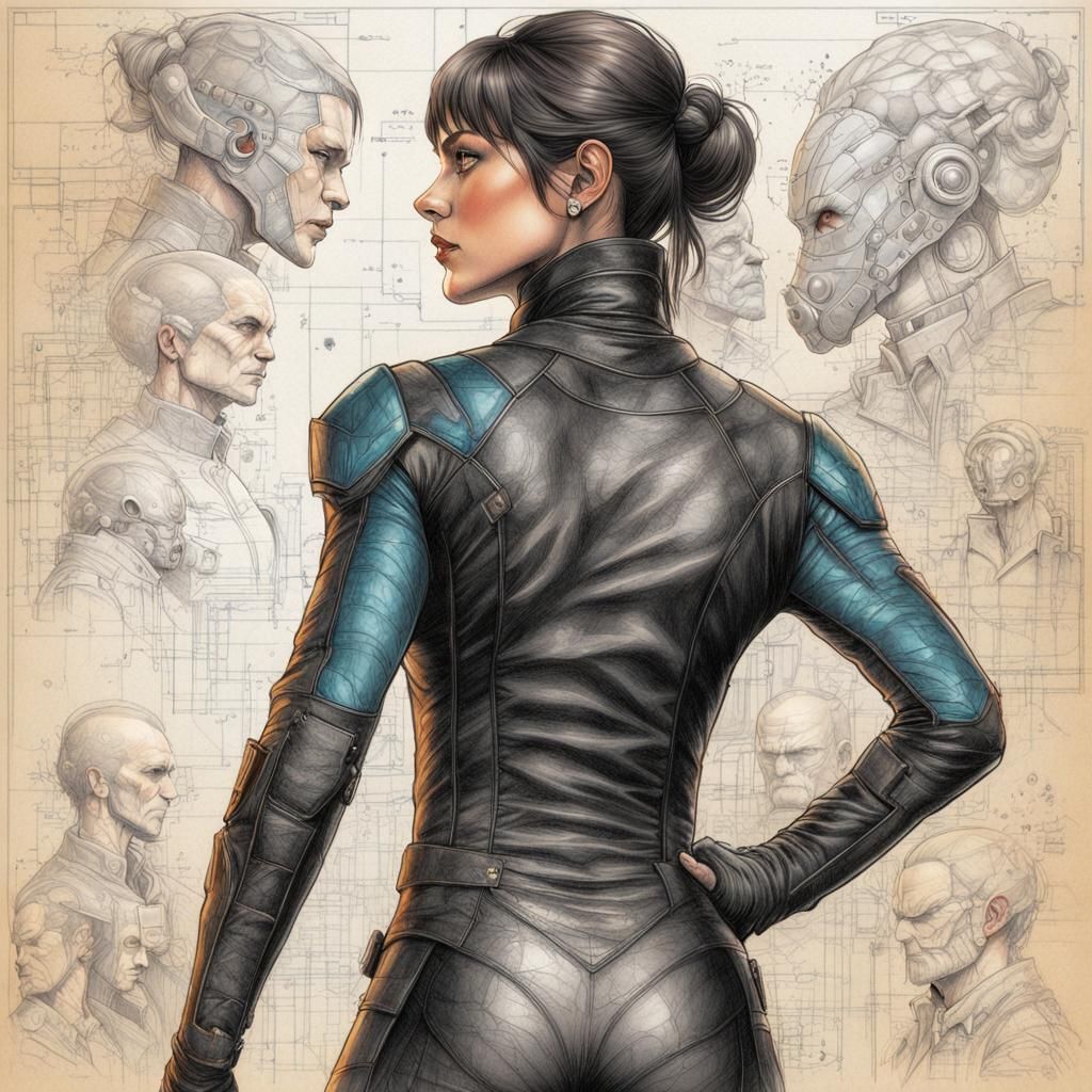 Hyperrealistic Woman in Catsuit with Neon Glows