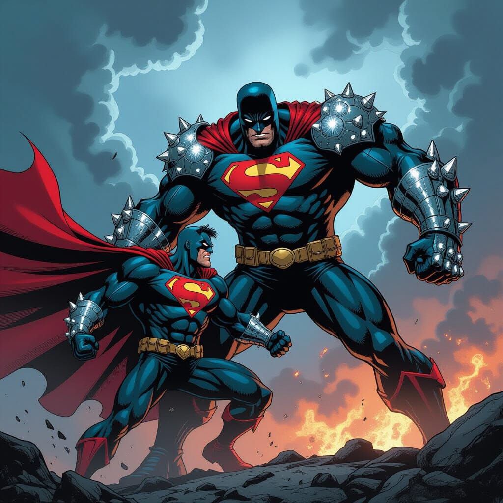 Superhero Battles Diamond-Encrusted Villain in Comic Art Sty...