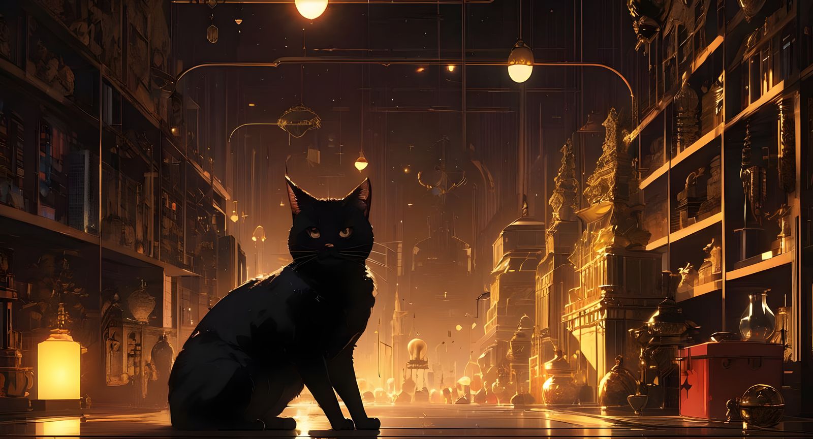 A Cat Alone at Night