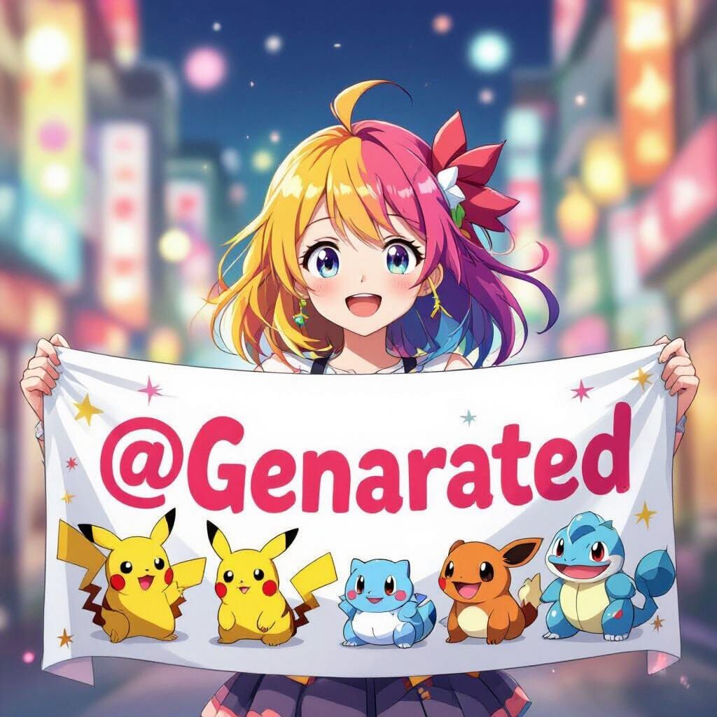 Anime Girl With Pokemon Banner