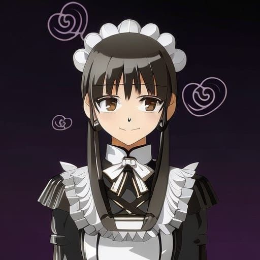 Anime Rubber Maid with Brown Hair and Smile