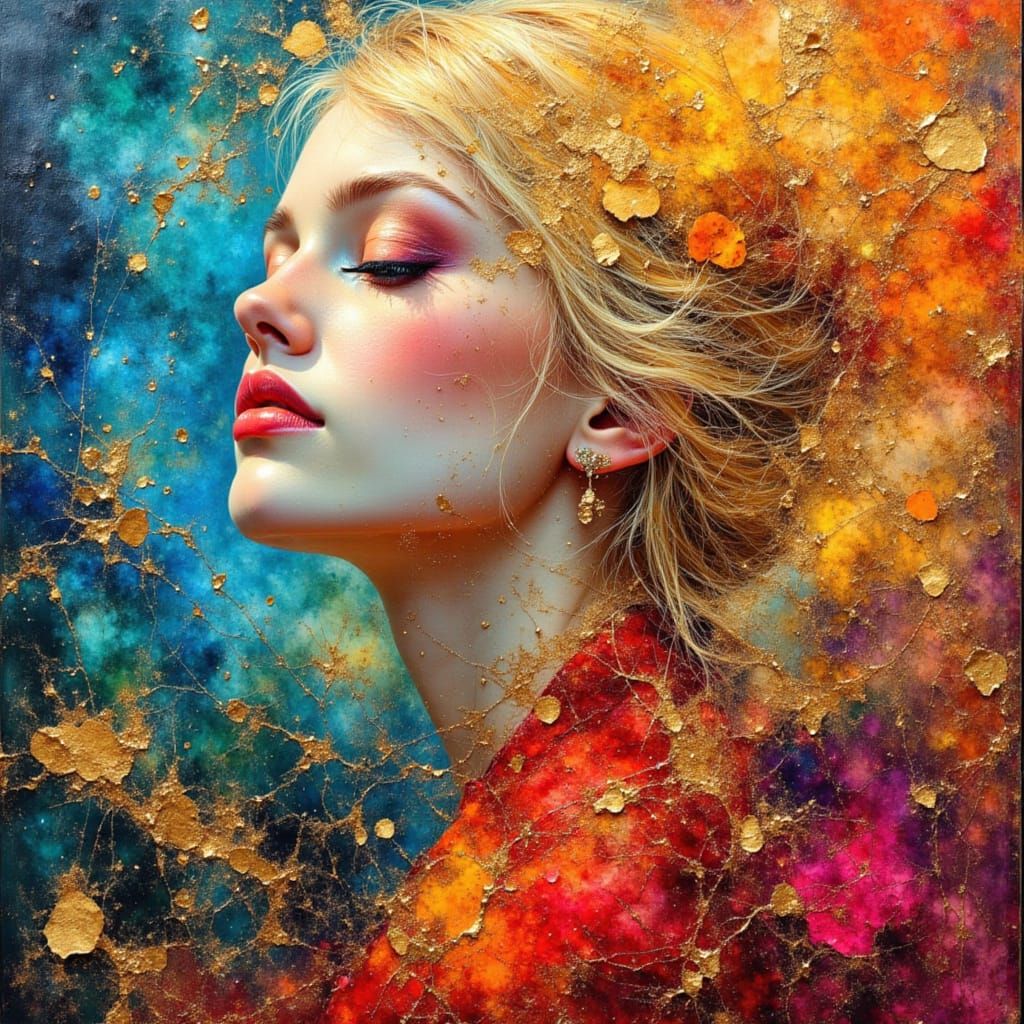 Surreal Oil Painting: Woman and Fantastical Imagery