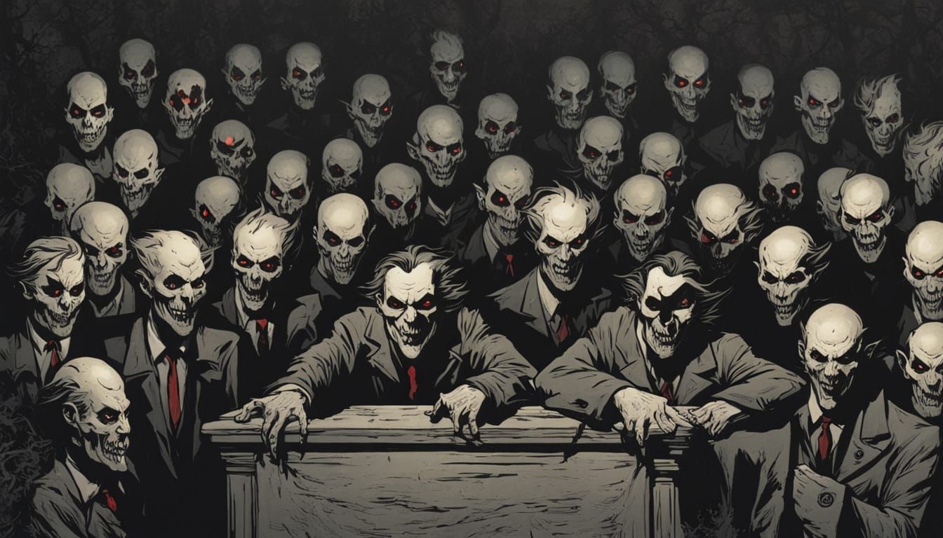 Ominous Figure in Red Light: Dark Fantasy Art