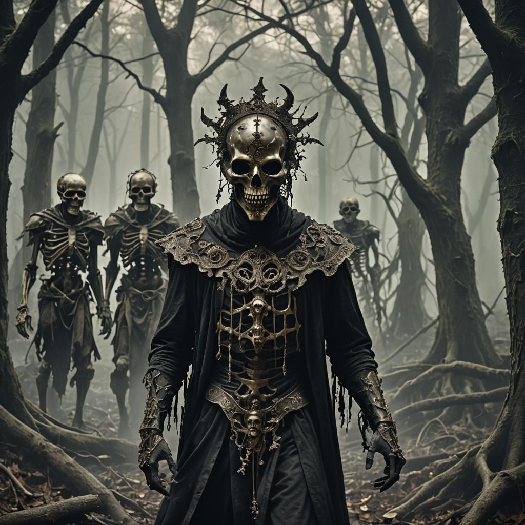 Dark Mystic Summoning in a Haunted Forest