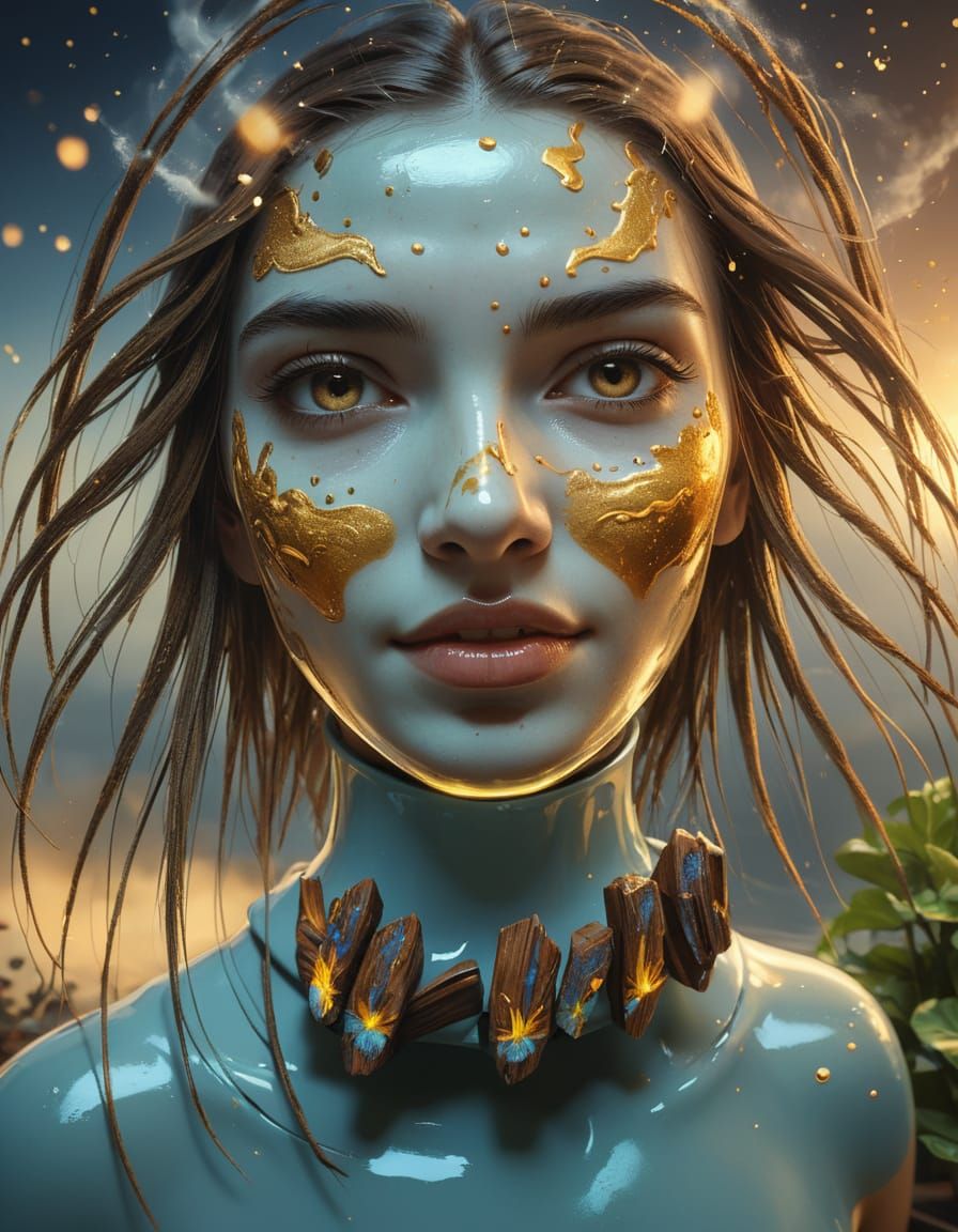 Steaming Coffee Cup on Table with Ethereal Island Landscape