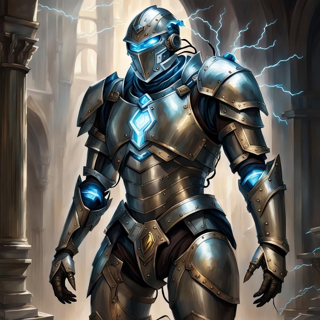 Electrified Living Armor in Fantasy Art Style
