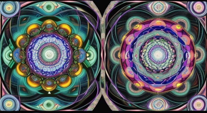 Kaleidoscopic Garden Vortex with Flowing Light Strands