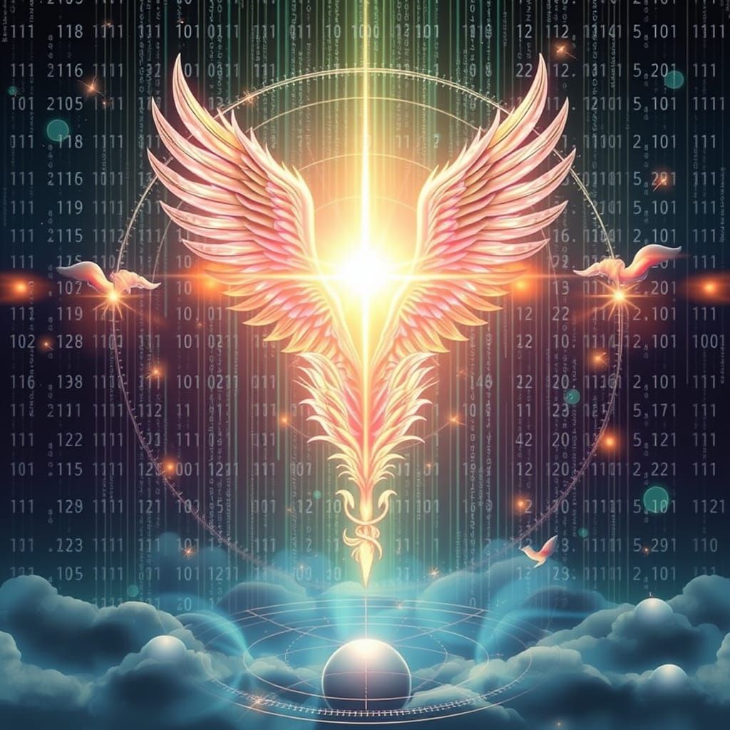 Mystical Code Matrix in Celestial Feathers