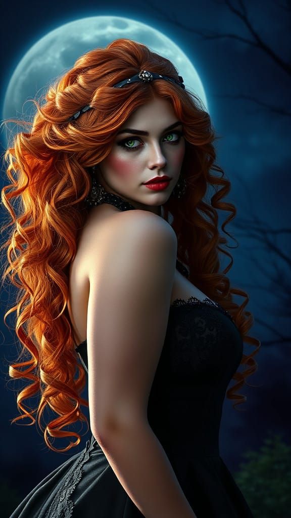 Gothic Goddess in Moonlit Splendor