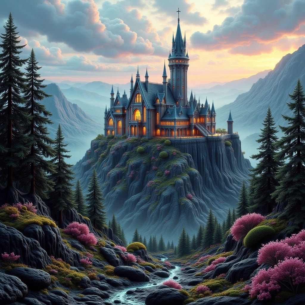 Fantasy Castle Landscape in the Distance