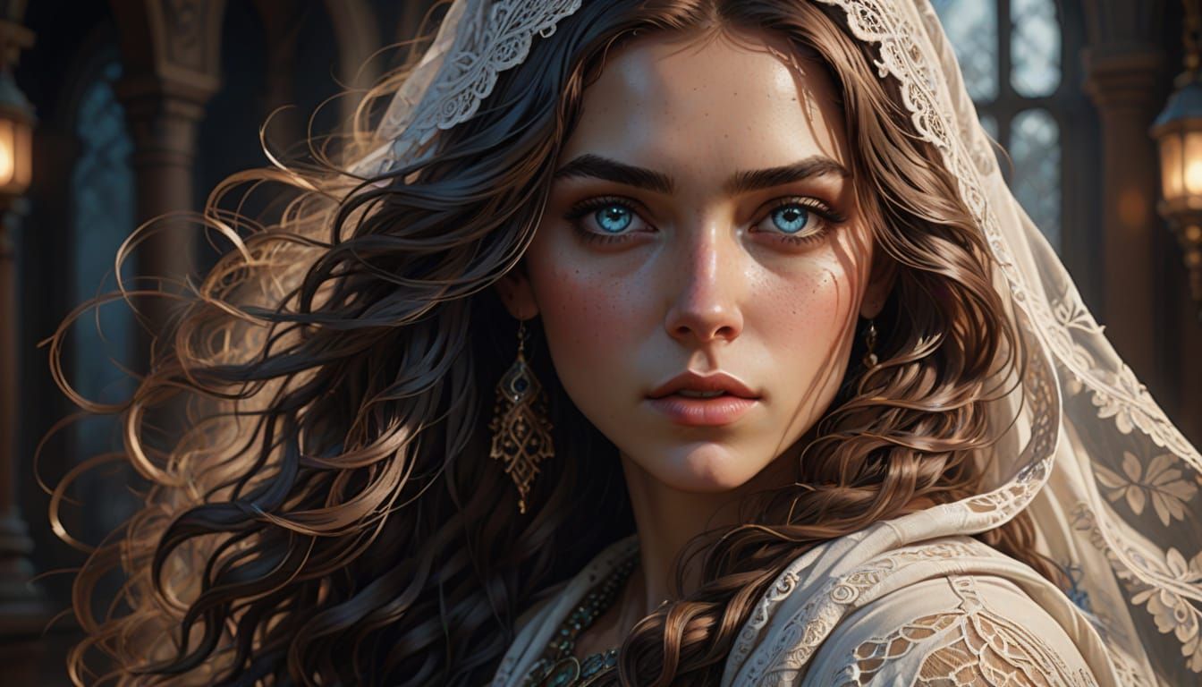 Bohemian Woman Portrait in Digital Painting Style