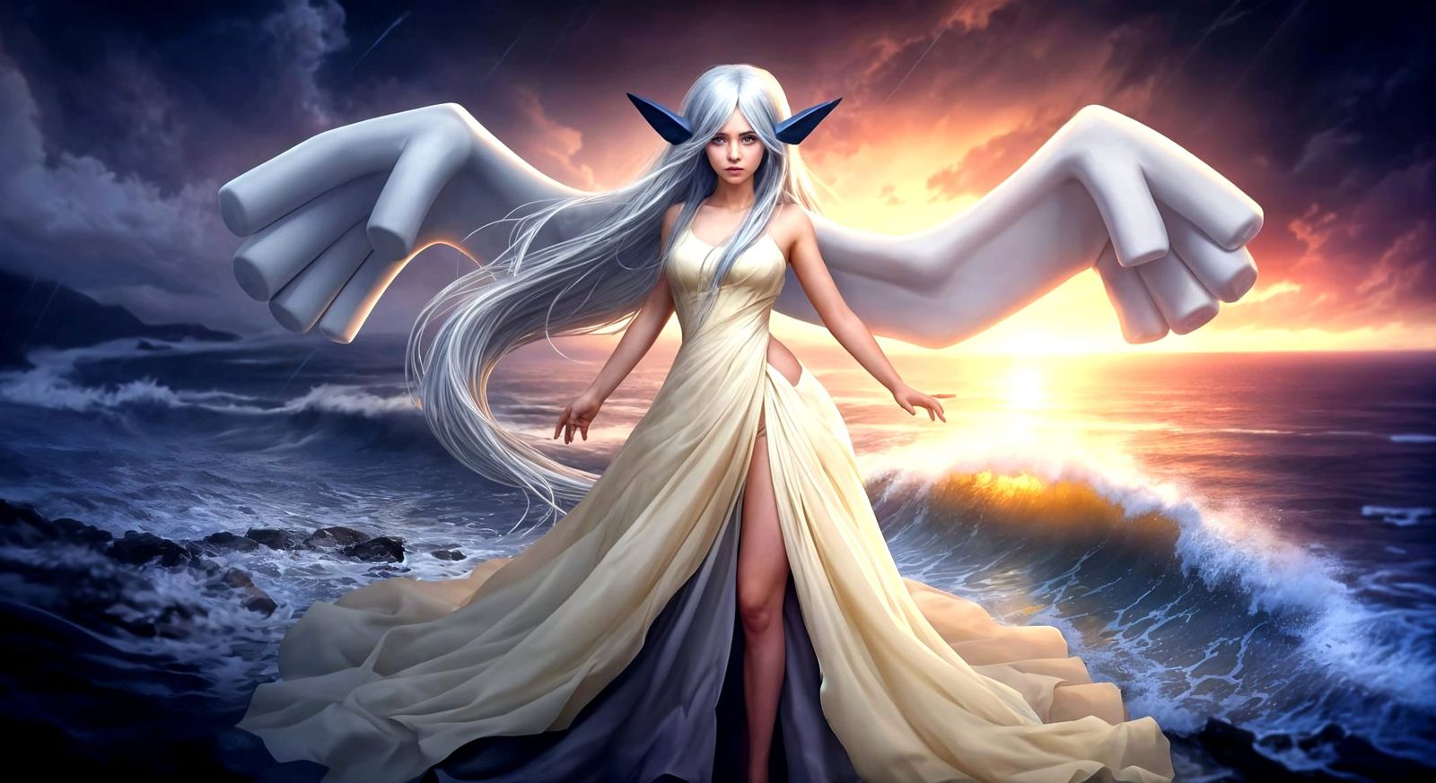 Lugia Pokemon Hybrid: Stunning Human Girl Portrait