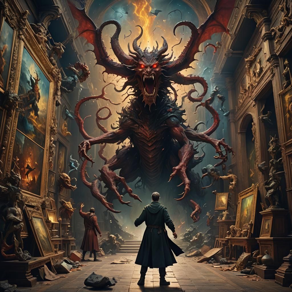 Daemons Reach from Paintings in Museum