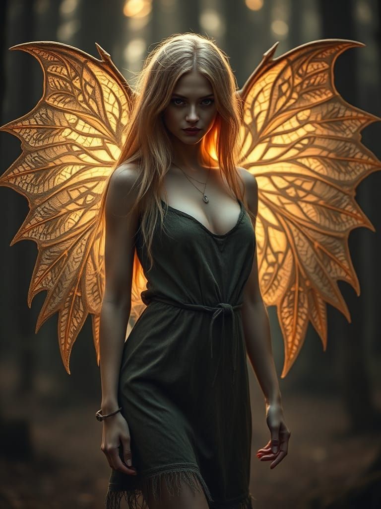 Menacing Scandinavian Fairy in an Ancient Forest